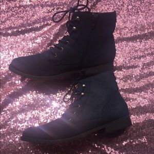 Faux suede zip up ankle boot